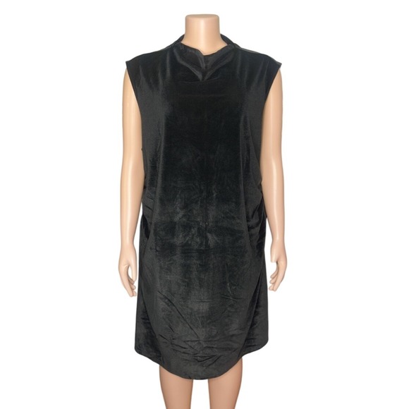a new day Dresses & Skirts - A New Day Dress Women's Sleeveless Midi Mock Neck Ruched Velvet Dress Size 2X